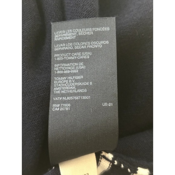 Tommy Hilfiger Nautical Preppy Navy Blue Logo Striped Pullover Sweater Sz Large - Picture 8 of 10